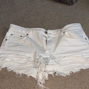 BDG White Distressed Jean Shorts